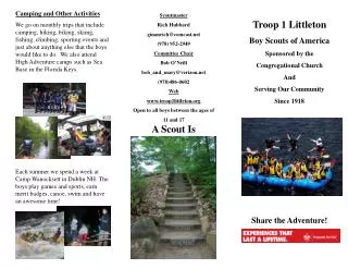 Troop 1 Littleton Boy Scouts of America Sponsored by the Congregational Church And