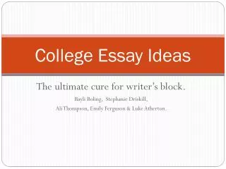 College Essay Ideas