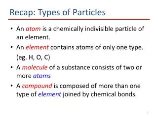Recap: Types of Particles