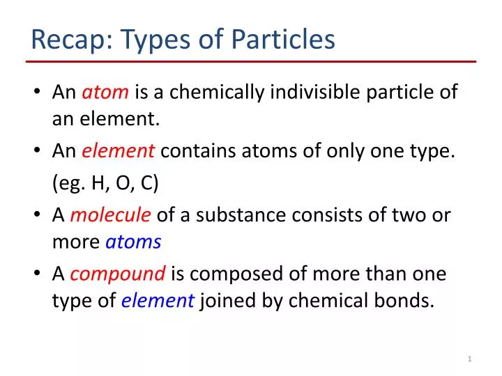 recap types of particles