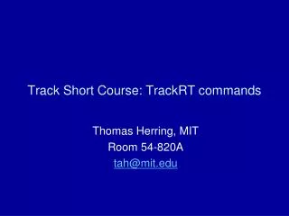 Track Short Course: TrackRT commands