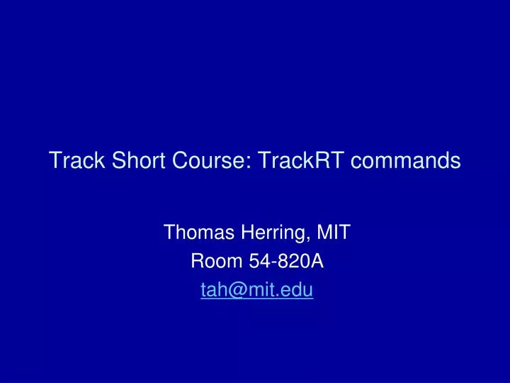 track short course trackrt commands