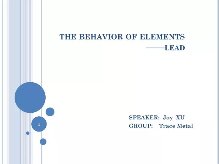 the behavior of e lements lead