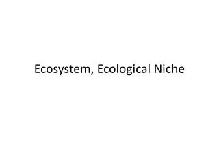 Ecosystem, Ecological N iche