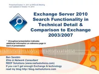 Exchange Server 2010 Search Functionality in Technical Detail &amp; Comparison to Exchange 2003/2007