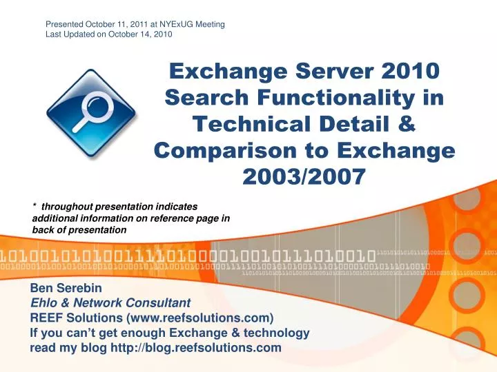 exchange server 2010 search functionality in technical detail comparison to exchange 2003 2007