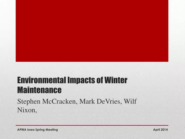 environmental impacts of winter maintenance