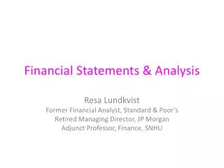 Financial Statements &amp; Analysis