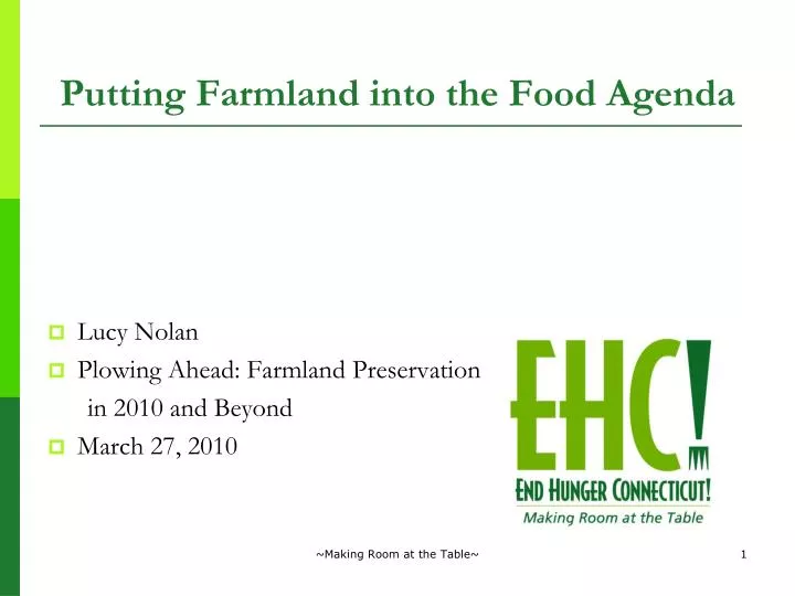 putting farmland into the food agenda