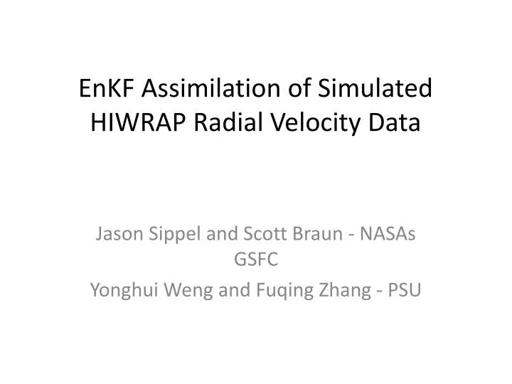 enkf assimilation of simulated hiwrap radial velocity data