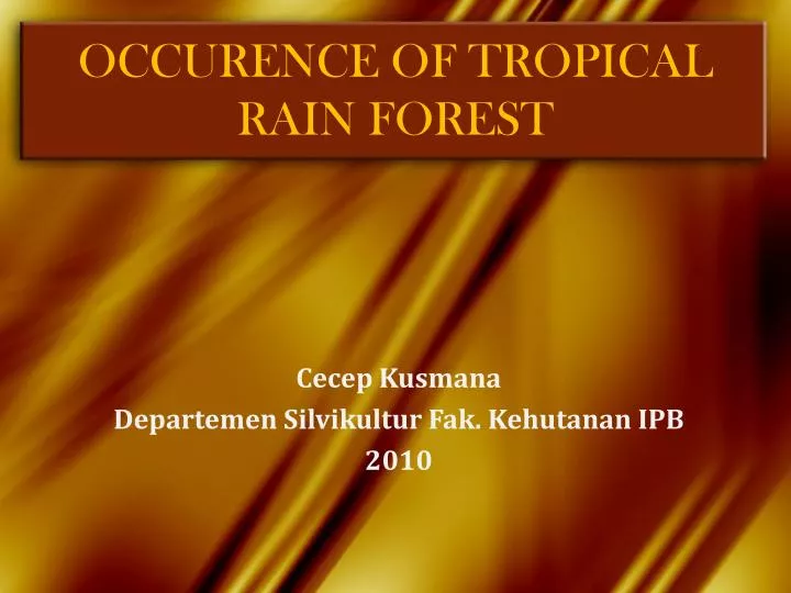 occurence of tropical rain forest