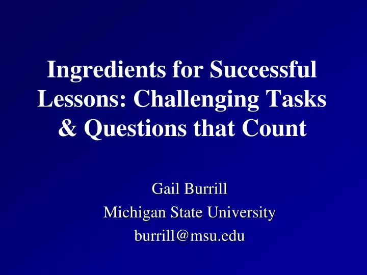 ingredients for successful lessons challenging tasks questions that count