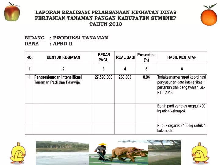laporan realisasi pelaksanaan kegiatan dinas pertanian tanaman pangan kabupaten sumenep tahun 2013