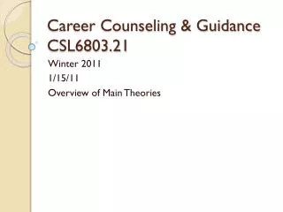 Career Counseling &amp; Guidance CSL6803.21