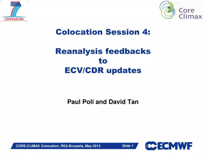 colocation session 4 reanalysis feedbacks to ecv cdr updates
