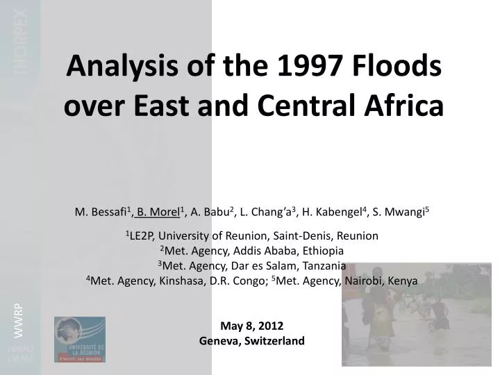 analysis of the 1997 floods over east and central africa