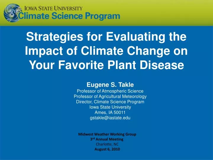 strategies for evaluating the impact of climate change on your favorite plant disease