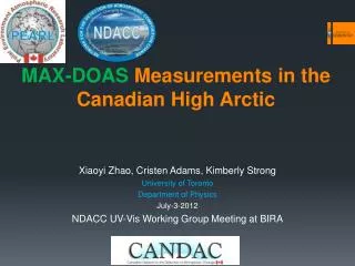 MAX-DOAS Measurements in the Canadian High Arctic