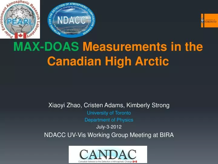 max doas measurements in the canadian high arctic