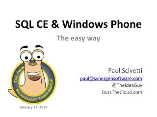 SQL CE &amp; Windows Phone