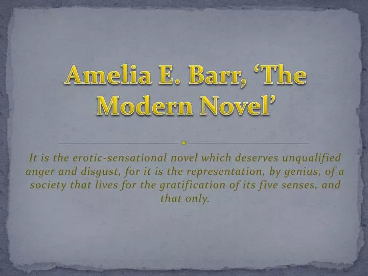 amelia e barr the modern novel