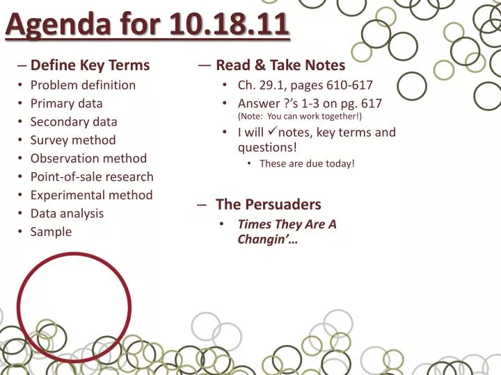 agenda for 10 18 11