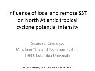 Influence of local and remote SST on North Atlantic tropical cyclone potential intensity