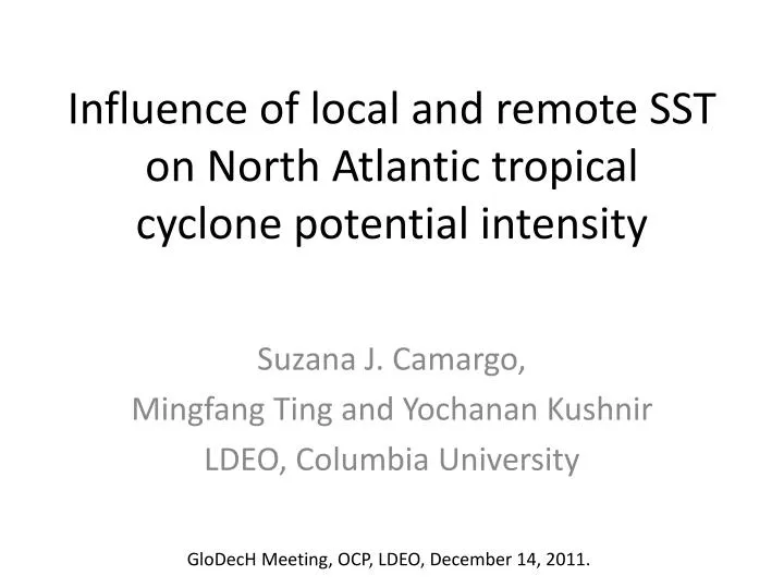 influence of local and remote sst on north atlantic tropical cyclone potential intensity