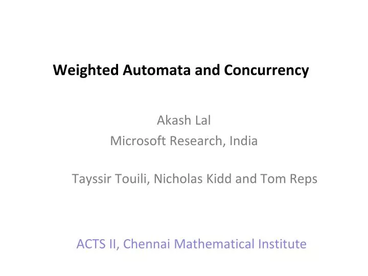 weighted automata and concurrency