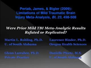 Were Prior Mild TBI Meta-Analytic Results Refuted or Replicated?