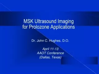 MSK Ultrasound Imaging for Prolozone Applications
