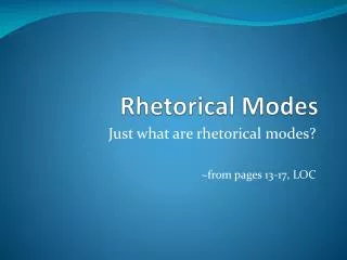 Rhetorical Modes