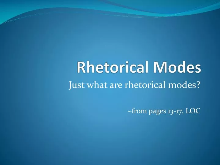 rhetorical modes
