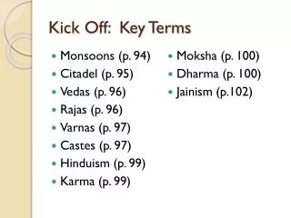 Kick Off: Key Terms