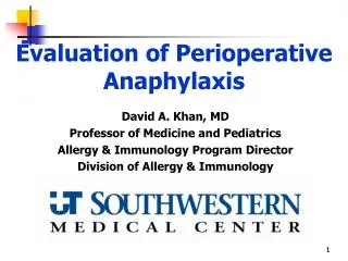 Evaluation of Perioperative Anaphylaxis