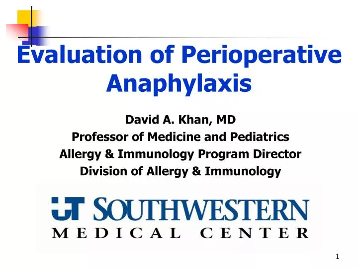 evaluation of perioperative anaphylaxis