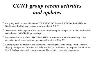 CUNY group recent activities and updates