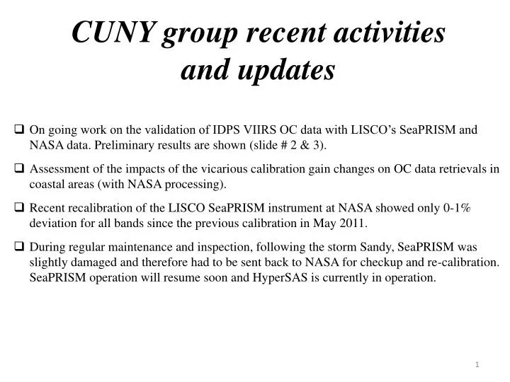 cuny group recent activities and updates