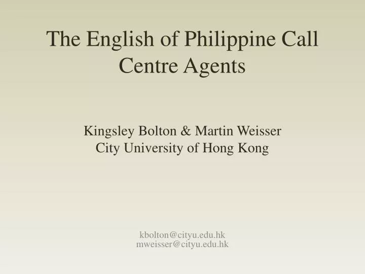 the english of philippine call centre agents