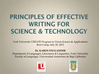 Principles of Effective Writing for Science &amp; Technology