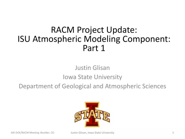 justin glisan iowa state university department of geological and atmospheric sciences