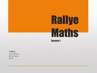 Rallye Maths Epreuve 1