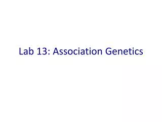Lab 13: Association Genetics