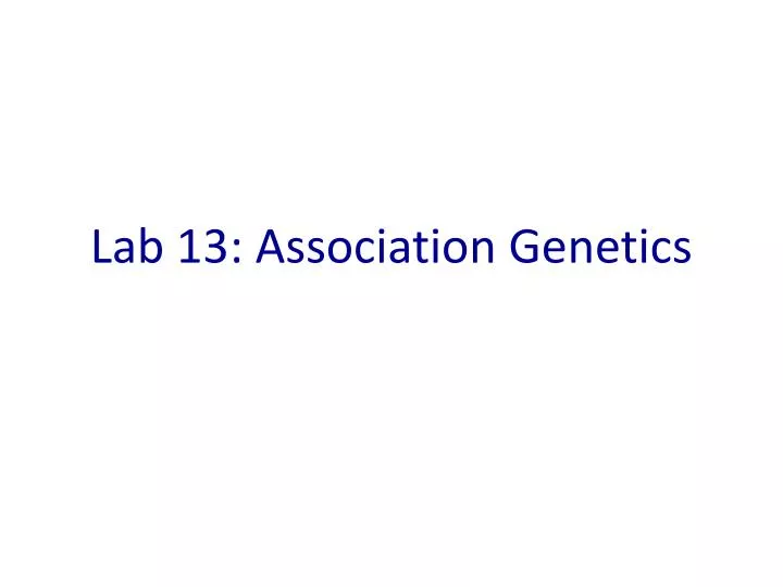 lab 13 association genetics