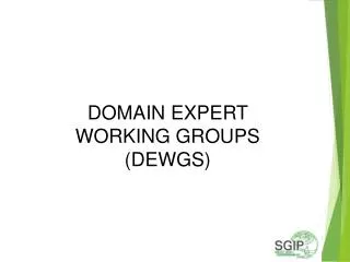 DOMAIN EXPERT WORKING GROUPS (DEWGS)