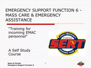 EMERGENCY SUPPORT FUNCTION 6 - MASS CARE &amp; EMERGENCY ASSISTANCE