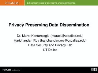 Privacy Preserving Data Dissemination
