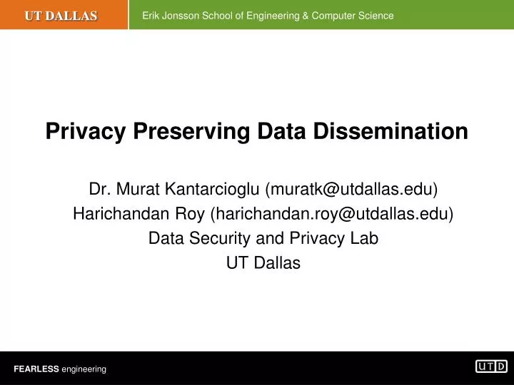 privacy preserving data dissemination