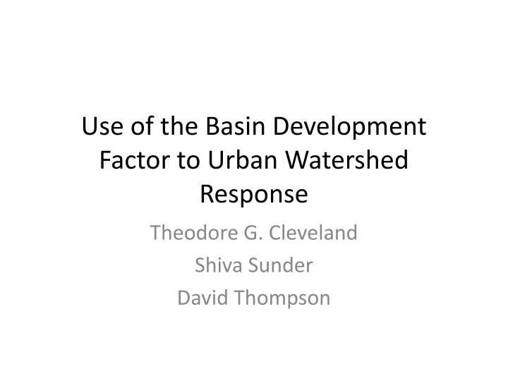 use of the basin development factor to urban watershed response