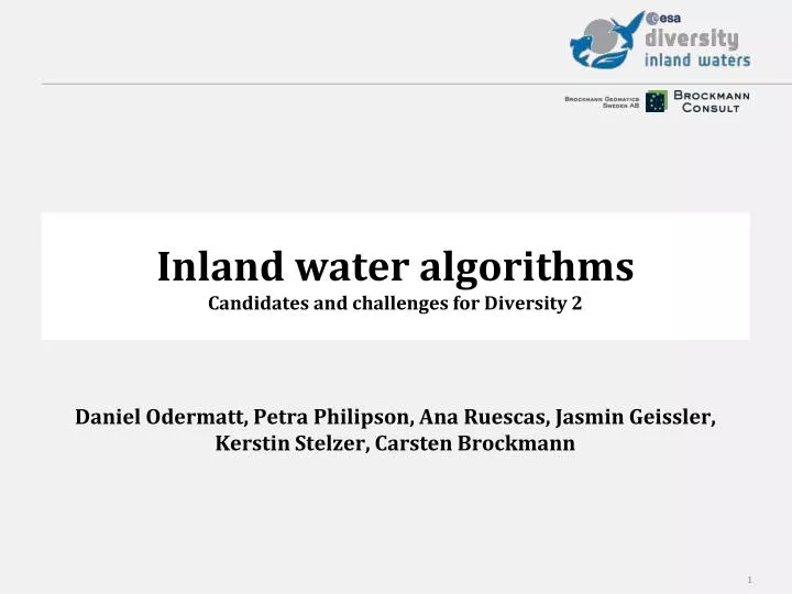 inland water algorithms candidates and challenges for diversity 2